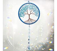 Cosylove Pendentif Arbre de Vie en Cristal Suncatcher pour Voiture - Miroir Suspendu - Cristaux - Ornement - Prisme - Arc-en-Ciel - pour fenêtre - Décoration de Jardin - Bleu