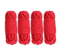 Cosymate Lot de 4 cordes en coton doux tout usage épais torsadé - 8 mm de diamètre - 5 m de long - Rouge