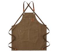 Cosymate Tablier de travail en toile avec poches pour homme, robuste, résistant, imperméable, réglable, pour atelier, garage, jardin, marron, marron, 30 inches x 27 inches