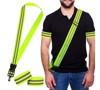 Cosysparks Ceinture Réfléchissante Haute Visibilité, Haute Ceinture Ceinture Sécurité Réfléchissante 2 Poignets Réglables Ceinture Ceinture pour Jogging Marche VéLo (3 Pcs) (Standard)