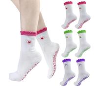 Cosysparks Chaussettes Pilates Femme,3 Paires Chaussettes Antidérapantes Avec Poignées Réformeur Pilates Chaussette Filles Ballet Chaussette pour Danse Entraînement Fitness Home