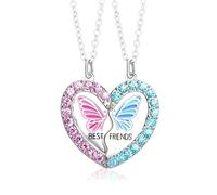 Cosysparks Collier d'Amitié Magnétique pour 2 Filles - Pendentif Coeur Papillon BFF avec Sœur Correspondant - Cadeau de Graduation Anniversaire Noël