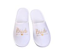 Cosysparks Mariée pantoufles pour les mariages, pantoufles mariée antidérapant et pantoufles mariage Bachelor hen Wedding party avec semelle 6mm EU:38~40 (Mariée pantoufles, Classique, Blanc)