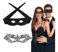 Cosysparks Masque Vénitien Couple, 2 noir masque bal masqué couple masque de carnaval costume d'Halloween masque carnaval venise couple homme femme