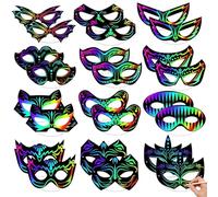 Cosysparks Masques à Gratter Enfant, 24 Pcs Masques en Papier Bricolage pour Décorer les Enfants Drôle Magic Scratch Art Masque Craft Kit pour Anniversaire Cosplay Fête à Thème (Héro)