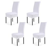 CosyVie Lot de 4 PCS Housses Couvertures de Chaise Extensibles et Lavables pour Protection Chaise Salle à Manger Blanches (4PCS, Blanches)