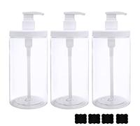 Cosywell Lot de 3 distributeurs à Pompe en Plastique Rechargeables à Large goulot sans BPA pour Lotion, shampooing, après-shampoing (Blanc, 1 000 ML)