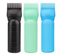Cosywell Lot de 3 flacons applicateurs d'huile capillaire de 170,1 g pour peigne de racine avec échelle graduée (noir, bleu, vert)