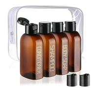 Cosywell Lot de 4 bouteilles de voyage pour articles de toilette de 96,4 g - Bouteilles de shampooing et d'après-shampoing de voyage approuvées par la TSA - Conteneurs de voyage étanches en plastique