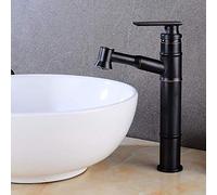 COSZWQDP Robinet de Cuisine en Bambou avec douchette extractible et Ceinture Noire rétro cuivre, mitigeur Haut Gamme for évier, Eau Chaude Froide, Prix élevé(High Money)