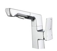 COSZWQDP Robinet de lavabo Salle Bain avec douchette extractible, mitigeur monotrou en Laiton for Eau Chaude et Froide - Gris(Nero)