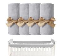 Cot Rail Protector - 4 Piece Cotton Gauze Covers | Adjustable Bed Guard