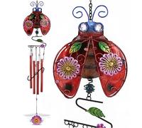 CoTa Global Carillon éolien en forme de coccinelle - Carillon en verre et métal fait à la main - Décoration d'intérieur et d'extérieur à suspendre pour porche, terrasse et jardin - 85 cm