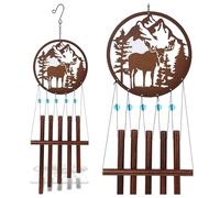 CoTa Global Carillon éolien en forme d'élan - Carillon en verre et métal fait à la main - Décoration d'intérieur et d'extérieur à suspendre pour porche, terrasse et jardin - 68,6 cm