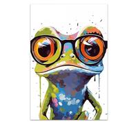 COTAIL Toile murale sans cadre pour chambre à coucher, bureau, 61 x 40,6 cm, motif grenouille mignonne lunettes - Œuvre d'art pour décoration murale d'intérieur moderne