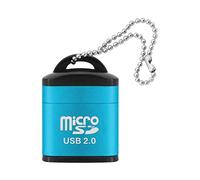 Cotchear Mini lecteur de cartes USB 2.0 Micro SD adaptateur pour cartes TF/MicroSD lecture de cartes haute vitesse avec couvercle en plastique porte-clés (bleu ciel)