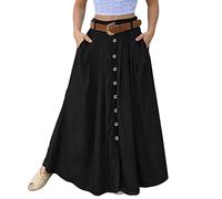COTCLO Jupe longue pour femme - Grande taille - Décontractée - Bouton décoratif - Jupe longue d'été - Jupe courte unie décontractée, 02, 44