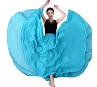 COTCLO Jupe longue pour femmes - Jupe de danse plissée - Jupe longue plissée d'été - Couleur unie - Taille haute - Jupe longue en mousseline - Jupe ample - Bleu clair, M