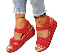 COTCLO Sandales d'été pour femmes sandales à talons compensés à fond souple sandales d'été pour femmes sandales compensées élégantes chaussures compensées pour femmes - rouge, 43