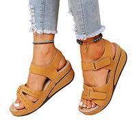 COTCLO Sandales d'été pour femmes sandales à talons compensés à fond souple sandales d'été pour femmes sandales compensées élégantes chaussures compensées pour femmes - marron, 37
