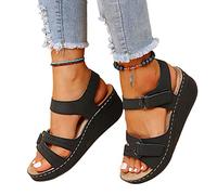 COTCLO Sandales d'été pour femmes - Sandales à talons compensés - Sandales d'été pour femmes - Sandales compensées élégantes pour femmes - Noir, 42