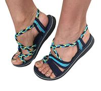 COTCLO Sandales d'été sandales d'été chaussures pour femme couleur assortie nœud de corde sandales confortables pour femme chaussures grande taille - gris, 41