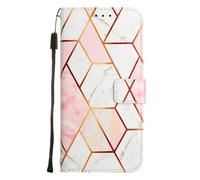 COTDINFOR Compatible avec Honor 400 5G Coque Flip Folio Portefeuille PU Cuir Magnétique Clasp avec Porte-Cartes Stand View Foldable Housse Étui pour Honor 400 5G Marble Rose Blanc YBM.