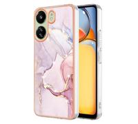 COTDINFOR Compatible avec Redmi 13C 5G Coque Silicone TPU Souple PC Housse Etui Anti Choque Anti-Scratch Résistant Protection Coque pour Redmi 13C 5G Marbre Or Rose IMD YB.