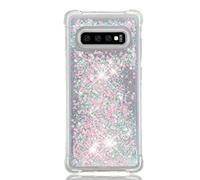 COTDINFOR Compatible avec Samsung Galaxy S10 Plus Coque Liquide Cover Bling Briller Sparkle Floating Antichoc Protective Silicone TPU Étui Housse pour Galaxy S10 Plus TPU Star Pink YBWTLS.