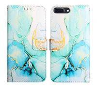 COTDINFOR Compatible with iPod Touch 7 Coque Marble De l'art Cuir PU Magnétique Magnétique Porte-Cartes Étui Portefeuille Cover Flip Housse Étui pour iPod Touch 7 Marble Green YB.
