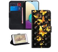 COTDINFOR Compatible with Oppo A16 Coque Case Folio,3D Peint Cuir PU Magnétique Porte-Cartes Cover Housse Étui pour Oppo A16 Cover Golden Butterflies YX.