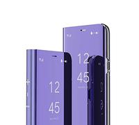 COTDINFOR Compatible with Oppo Reno 8 Pro 5G Coque Flip, Makeup Mirror Case Mince Plating Clear Portefeuille Antichoc Housse Étui pour Oppo Reno 8 Pro 5G Cover Mirror PC Purple MX.