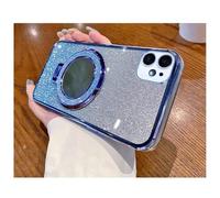 COTDINFOR Coque avec Béquille pour iPhone 12 Mini Paillettes Cover,[Support Invisible] Femmes Miroir Cosmétique Housse Clear Souple Aesthetic Etui Antichoc Housse pour Apple iPhone 12 Mini Bleu DSM.