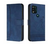 COTDINFOR Coque Moto G Stylus 5G, Moto G Stylus 5G Etui Housse en Cuir Portefeuille Case avec Porte-Cartes Flip Case avec Stand Magnétique Protection Complète Compatible avec Motorola Moto G Stylus 5G Smile Bleu