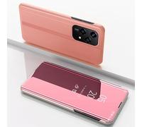 COTDINFOR Coque pour Huawei Honor 200 Pro Cover Clear View Flip Folio Portefeuille Bookstyle Téléphone Antichoc Case Support Pliable Étui à Rabat PC+PU Housse pour Honor 200 Pro Or Rose MX.