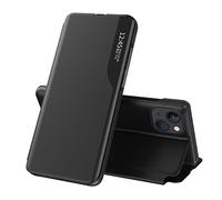 COTDINFOR Cover pour iPhone 14 Pro Coque Clear View Étui Smart Window Étui à Rabat PC+PU Housse Flip Folio Stand Case Support Pliable Antichoc Cover pour iPhone 14 Pro Black CC.