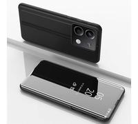 COTDINFOR Cover pour Redmi Note 13 Pro 5G Coque Clear View Flip Folio Paillettes Makeup Miroir Bookstyle Rabat Étui Case Support Pliable Antichoc Bumper Housse pour Redmi Note 13 Pro 5G Noir MX.