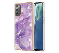COTDINFOR Cover pour Samsung Galaxy Note 20 Coque 3D Paillettes Brillant PC Housse Etui Protection Anti-Scratch Résistant Anti Choque Bumper Housse Étui pour Galaxy Note 20 Violet IMD YB.