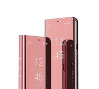 COTDINFOR Galaxy Note 9 Coque Ultra Mince Plating Mirror Makeup Coque Clear View Folio Portefeuille Antichoc Leather Housse Flip Cover pour Samsung Galaxy Note 9 Mirror PU Rose Gold MX.