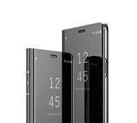 COTDINFOR Galaxy S10 Plus Coque Ultra Mince Plating Mirror Makeup Magnétique Coque Clear View Folio Portefeuille Antichoc Leather Housse Flip Cover pour Samsung Galaxy S10 Plus Mirror PU Black MX.
