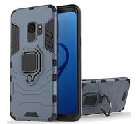 COTDINFOR pour Samsung Galaxy J6 Plus 2018 Coque, Silicone TPU + Hard PC Bumper Shell Metal Ring Stand Holder Magnetic Car Mount Shockproof Armor Housse Étui pour Galaxy J6 Plus 2018 Blue- KK.