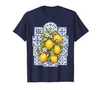 Côte Amalfi Citrons Carreaux Bleus Mosaïque Italie T-Shirt