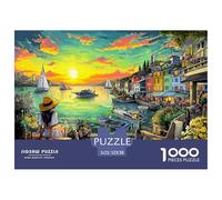 Côte au Coucher du Soleil Puzzle 1000 Pièces Difficile Puzzles pour Adults DIY Jigsaw Puzzle Casse-tête De Jeu Familial Jouets De Défi 52x38cm/1000pcs