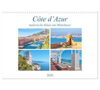 Côte d'Azur - malerische Küste am Mittelmeer (Wandkalender 2026 DIN A3 quer), CALVENDO Monatskalender: Cannes, Monaco und Nizza - Urlaubsorte mit ... Flair an der Côte d'Azur in Südfrankreich.