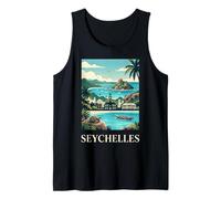Côte de l'île des Seychelles Tropical Vintage Rétro Voyage Art Débardeur