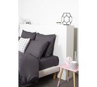 CÔTE DECO Comptoir des Tisseurs - Drap Housse Uni Polycoton 140X190 Cm Gris Bitume