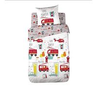 CÔTE Deco Kids Parure de lit - Camion de Pompier 140x200cm Coton 2 Pièces