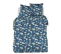 CÔTE DECO Parure de lit 220x240 cm Adulte en Microfibre Fleuri- Housse de Couette 220x240 cm + 2 Taies d'oreiller 63x63 cm à Fleurs Bleu - Set de Housse de Couette en Microfibre