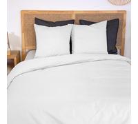 CÔTE DECO Parure de lit 220x240 cm - Percale de Coton Blanc Uni - 3 pièces