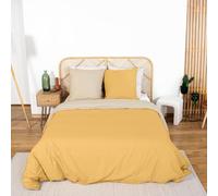 CÔTE DECO Parure de Lit 220x240cm Bicolores Jaune Uni - Coton - 3 pièces